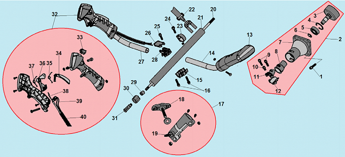 6 ВАЛ - ШТАНГА -ТОРОС ГАЗА  ТРИММЕР CHAMPION Т256