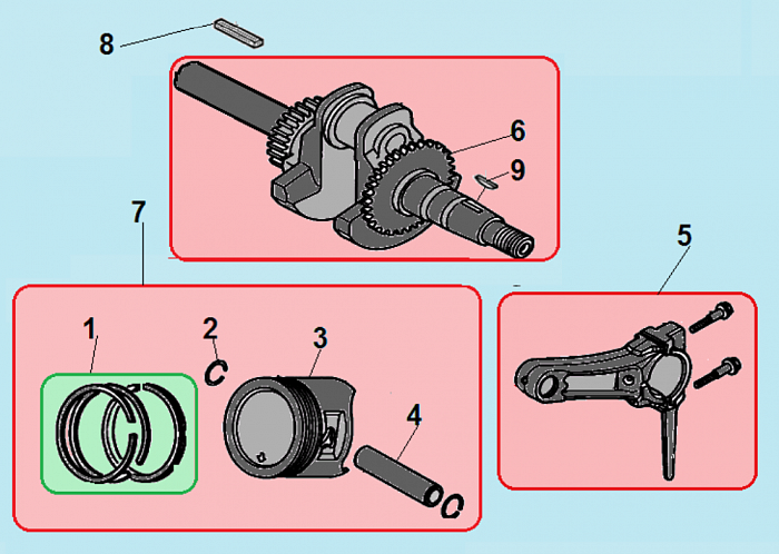 7 ПОРШЕНЬ -ЦИЛИНДР -КОЛЕНВАЛ- КОЛЬЦА ВИБРОТРАМБОВКА CHAMPION TR72