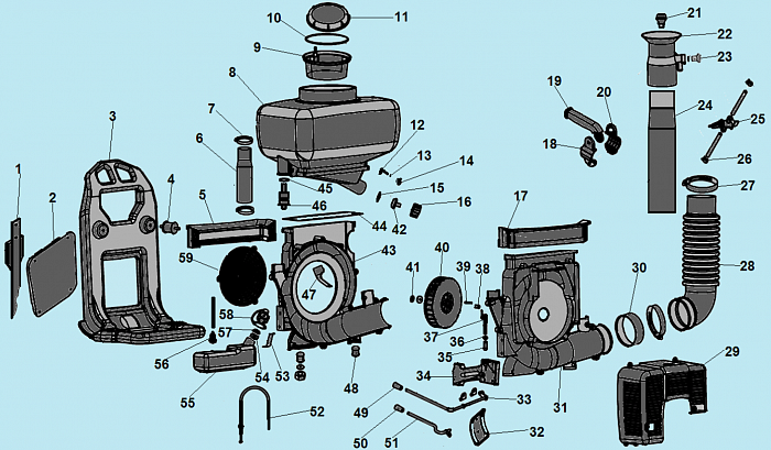 3 УЛИТКА - КРЫЛЬЧАТКА - НАСОС - БАК ОПРЫСКИВАТЕЛЬ-РАСПЫЛИТЕЛЬ CHAMPION PS282