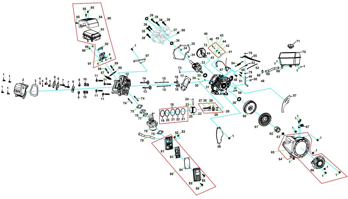 ЗАПЧАСТИ ДЛЯ КУЛЬТИВАТОРА БЕНЗИНОВОГО ELITECH КБ 4 (ДВИГАТЕЛЬ)