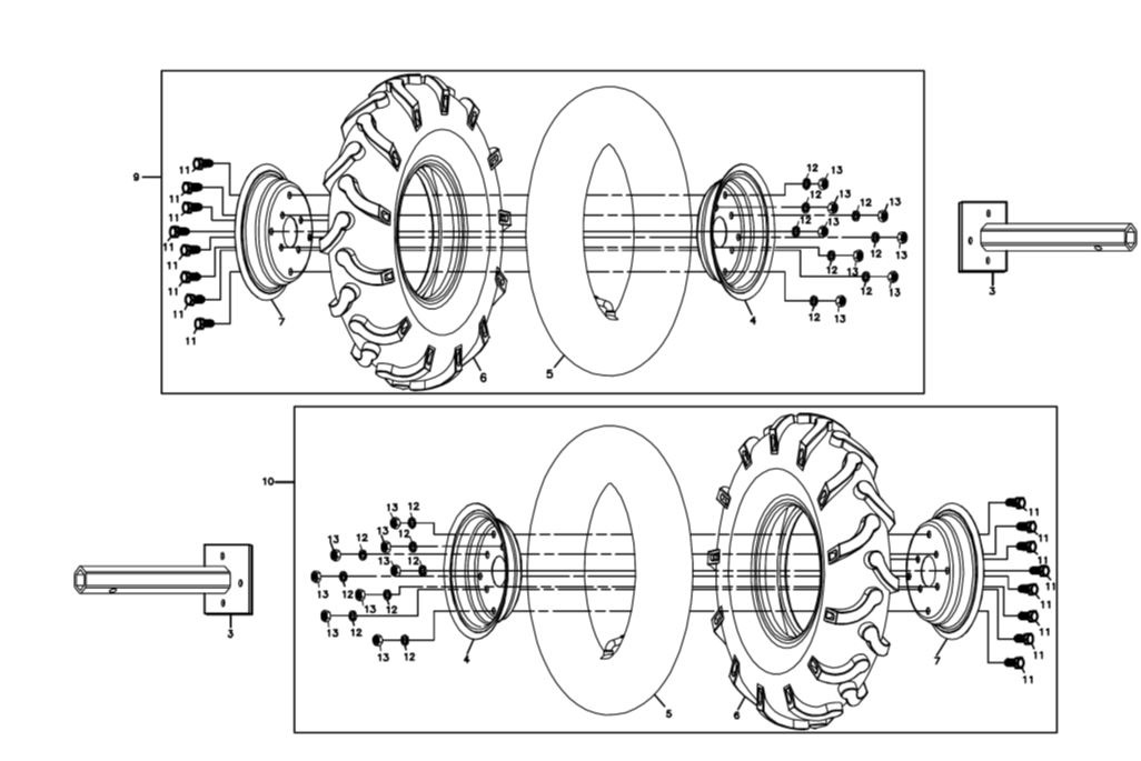 ЗАПЧАСТИ ДЛЯ МОТОБЛОКА БЕНЗИНОВОГО ELITECH КБ 900 (КОЛЕСА)